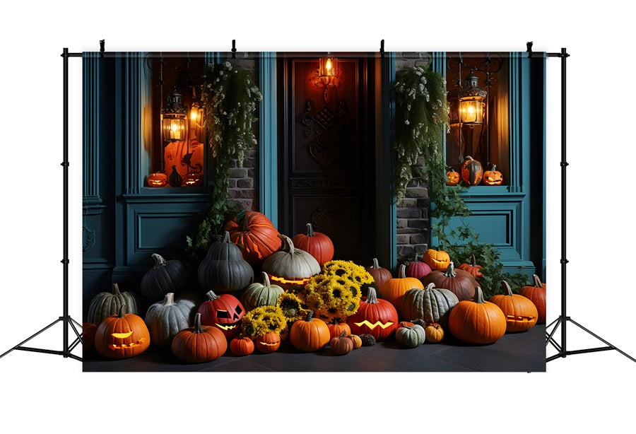 Halloween Lantern Pumpkin Porch Display Backdrop UK RR7-338