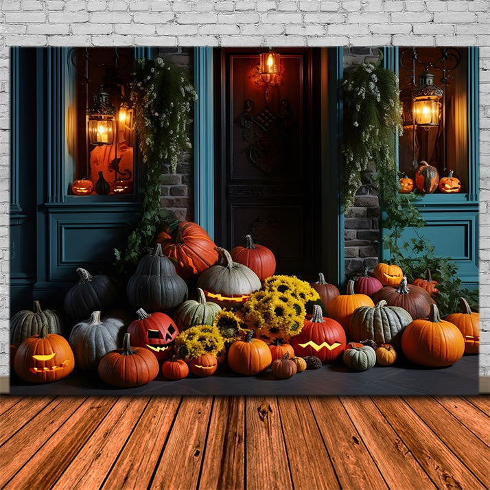 Halloween Lantern Pumpkin Porch Display Backdrop UK RR7-338