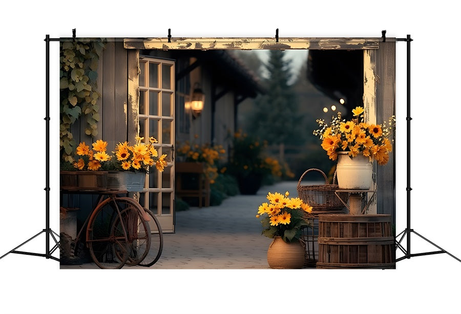 Autumn Farmhouse Sunflowers Backdrop UK RR7-339