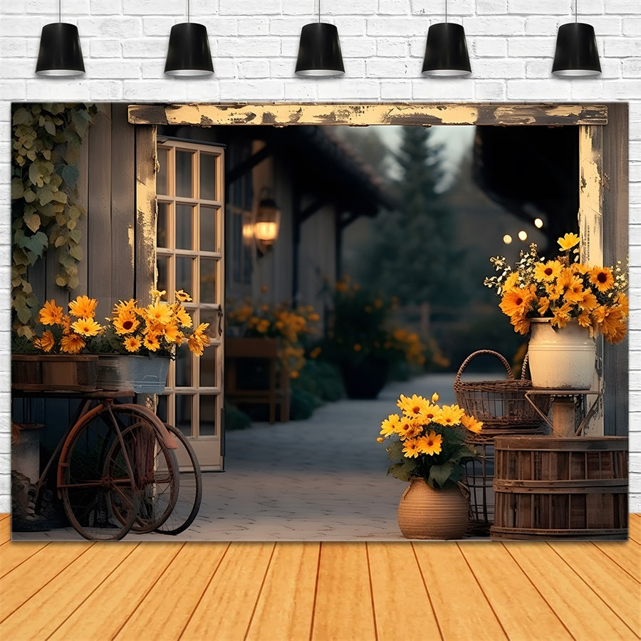 Autumn Farmhouse Sunflowers Backdrop UK RR7-339