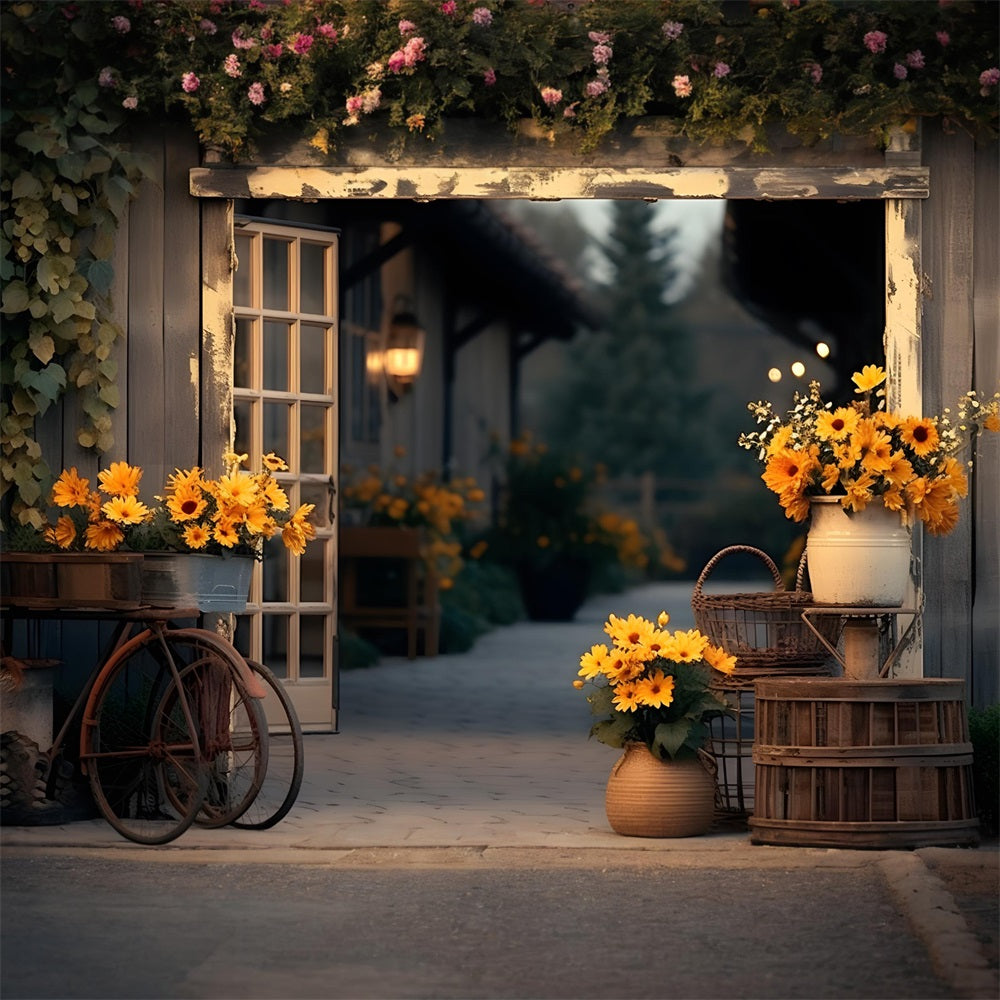 Autumn Farmhouse Sunflowers Backdrop UK RR7-339