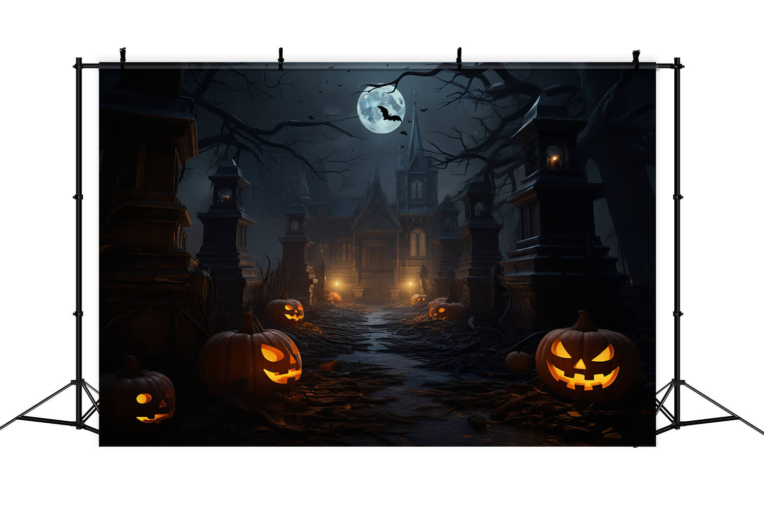 Halloween Night Pumpkin Lanterns Backdrop UK RR7-34