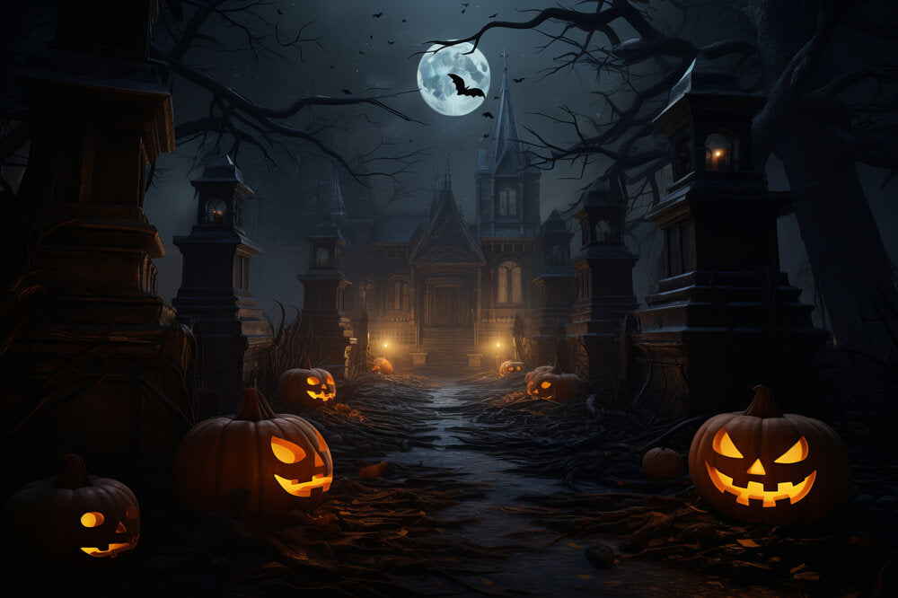 Halloween Night Pumpkin Lanterns Backdrop UK RR7-34