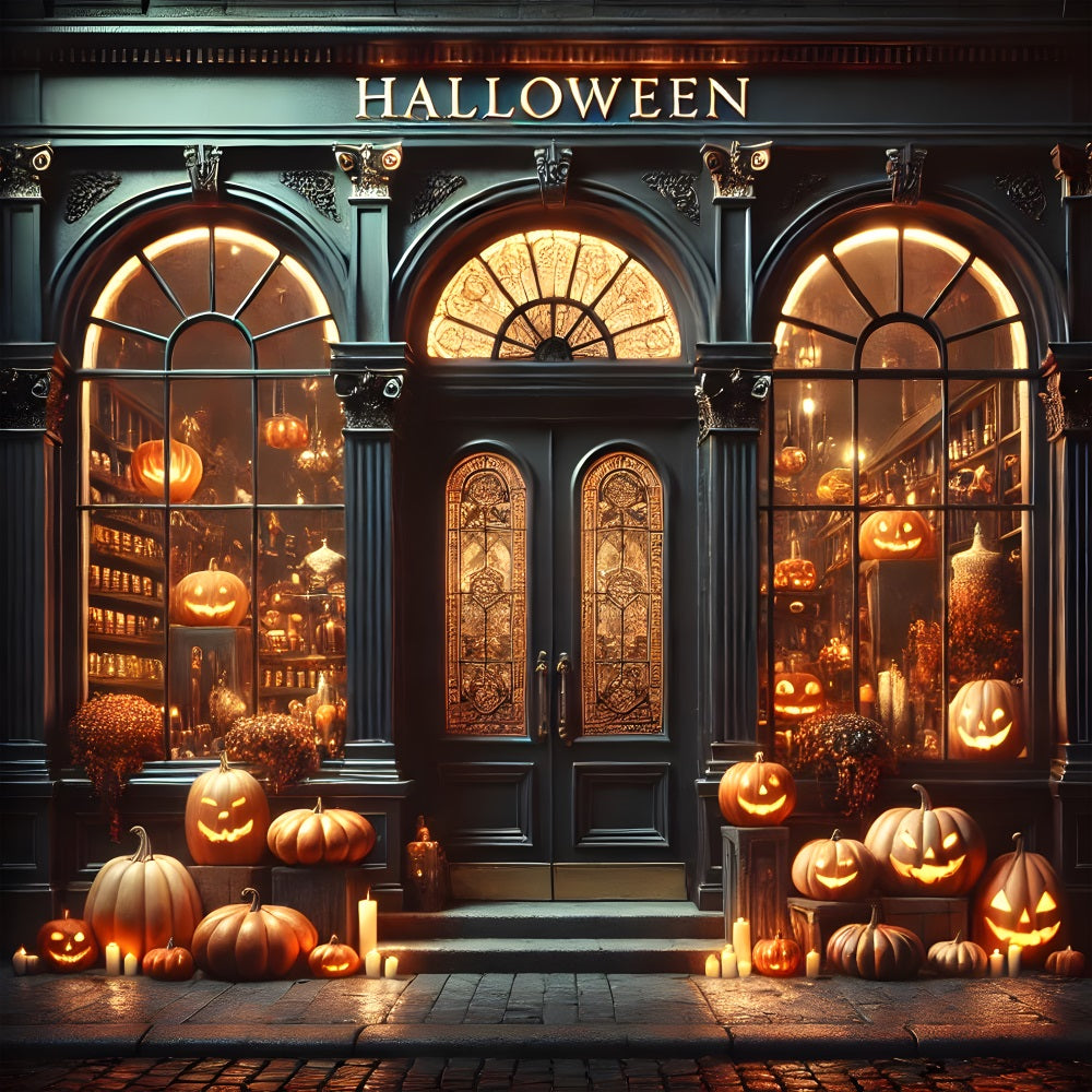 Halloween Pumpkin Lantern Shop Display Backdrop UK RR7-356