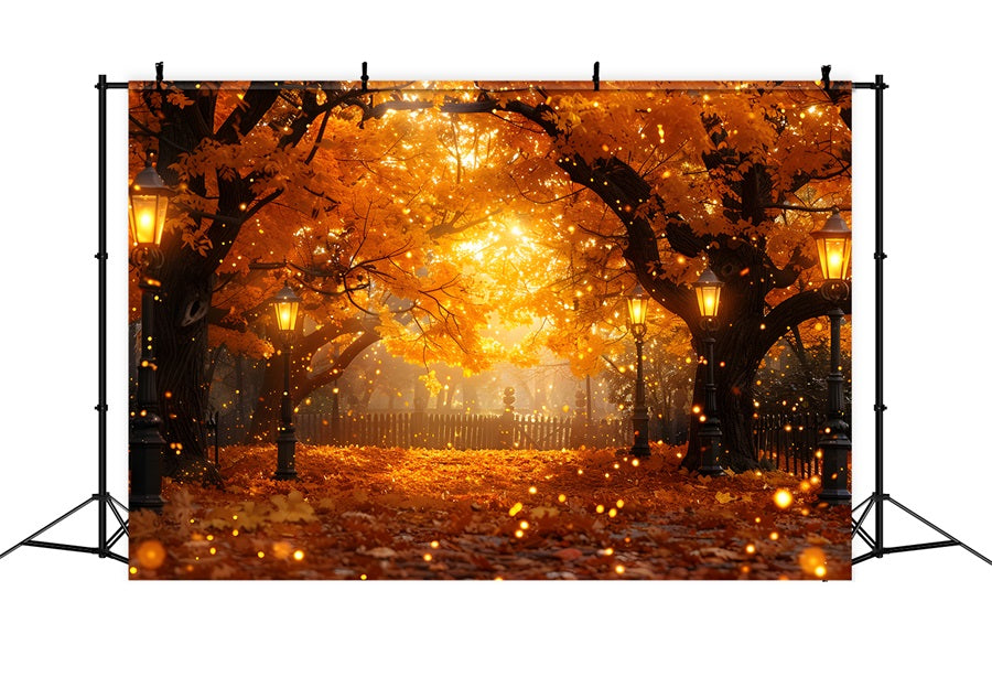 Autumn Lantern Path Autumn Leaves Backdrop UK RR7-357