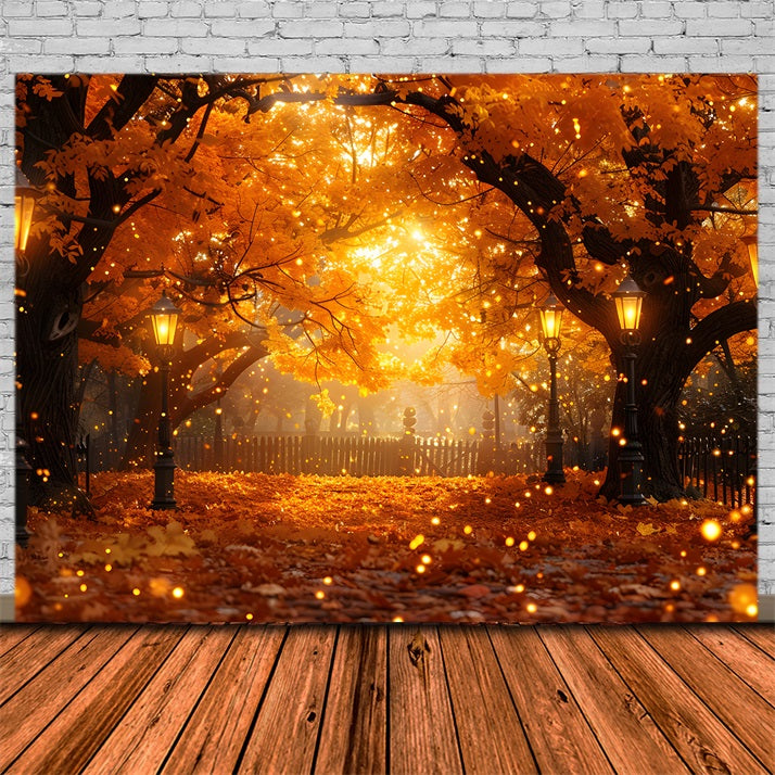 Autumn Lantern Path Autumn Leaves Backdrop UK RR7-357