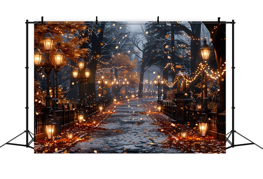 Halloween Enchanted Lantern Lit Pathway Backdrop UK RR7-358