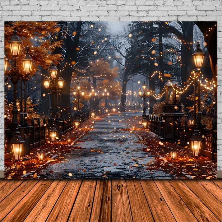 Halloween Enchanted Lantern Lit Pathway Backdrop UK RR7-358