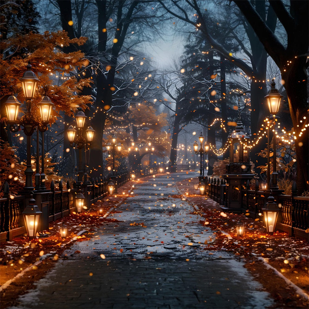 Halloween Enchanted Lantern Lit Pathway Backdrop UK RR7-358