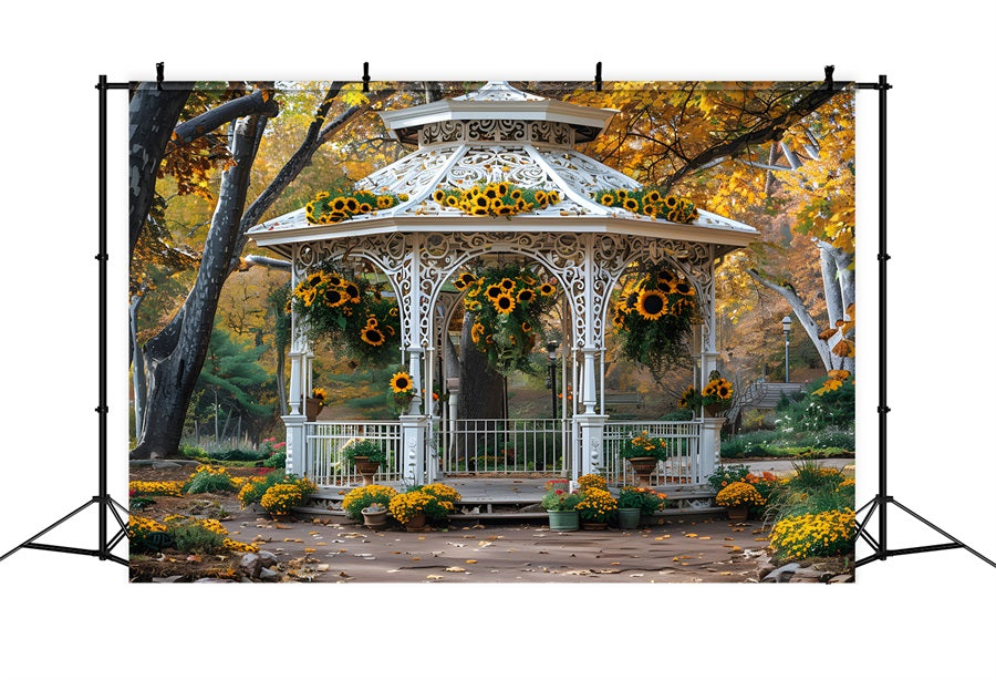 Autumn Sunflower Garden Gazebo Backdrop UK RR7-365