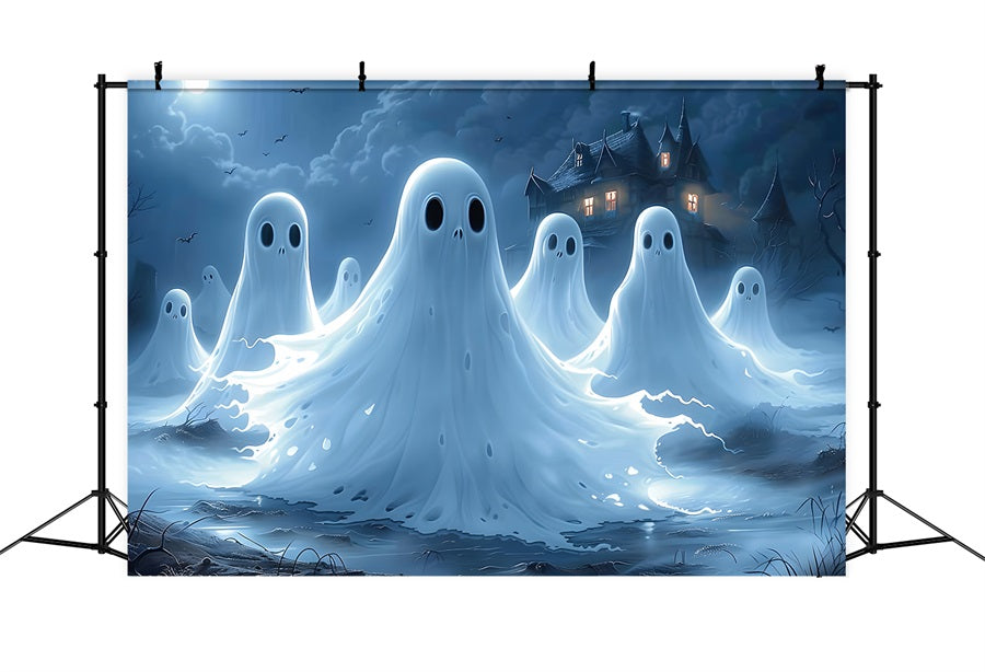 Halloween Ghost Gathering Haunted House Backdrop UK RR7-366