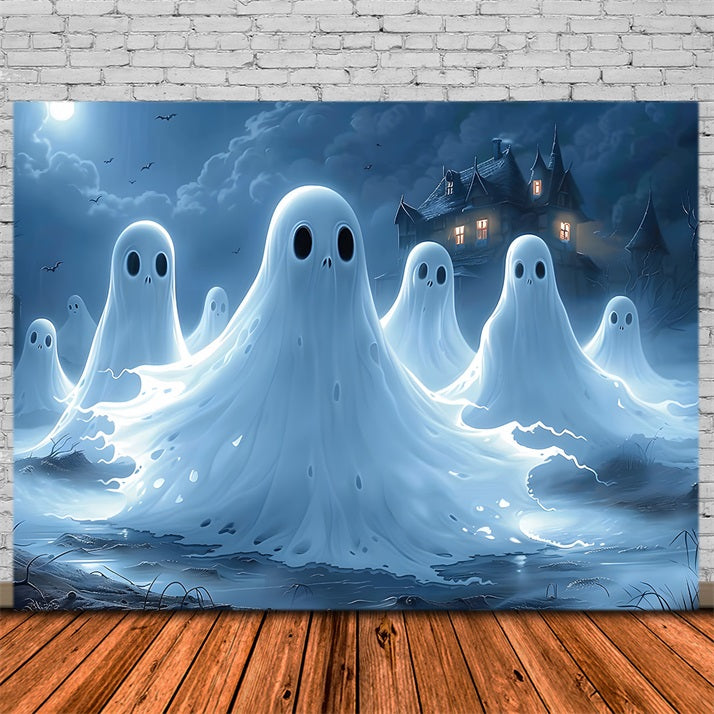 Halloween Ghost Gathering Haunted House Backdrop UK RR7-366