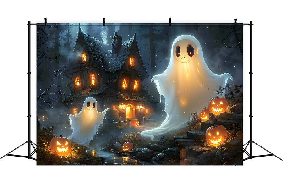 Halloween Ghostly Pumpkin Patch Backdrop UK RR7-367