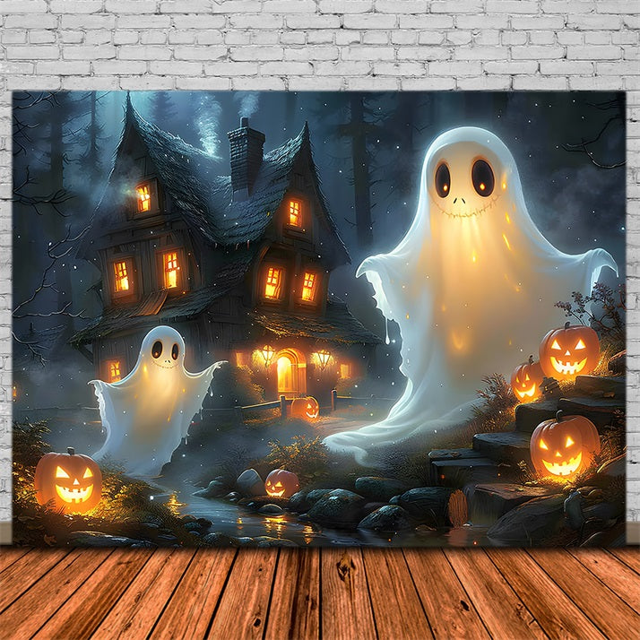 Halloween Ghostly Pumpkin Patch Backdrop UK RR7-367