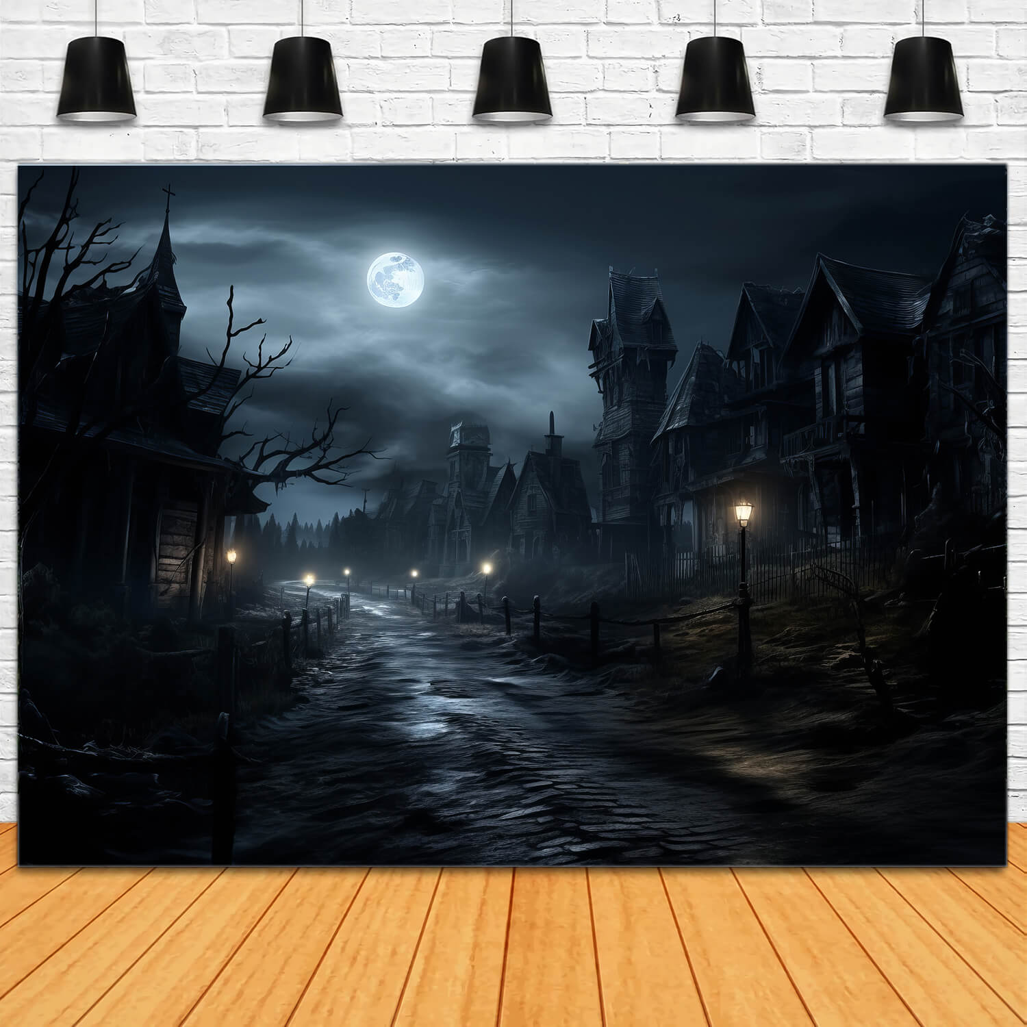 Spooky Halloween Moon Night Lamps Backdrop UK RR7-37