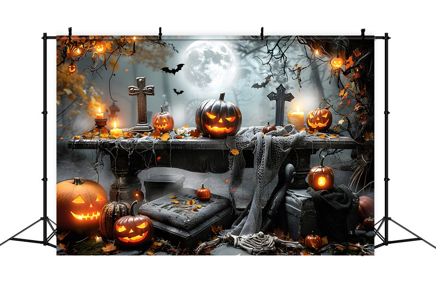 Halloween Graveyard Pumpkin Display Backdrop UK RR7-370