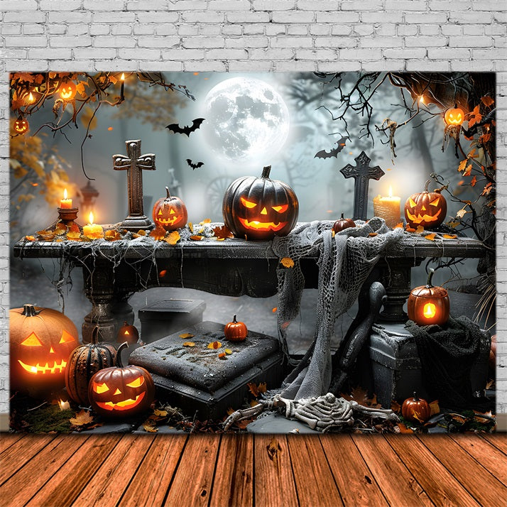 Halloween Graveyard Pumpkin Display Backdrop UK RR7-370