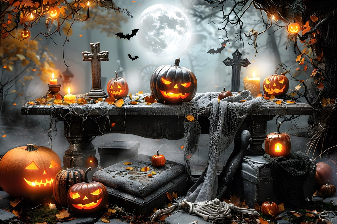 Halloween Graveyard Pumpkin Display Backdrop UK RR7-370