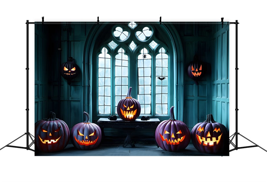 Halloween Gothic Window Pumpkin Backdrop UK RR7-374