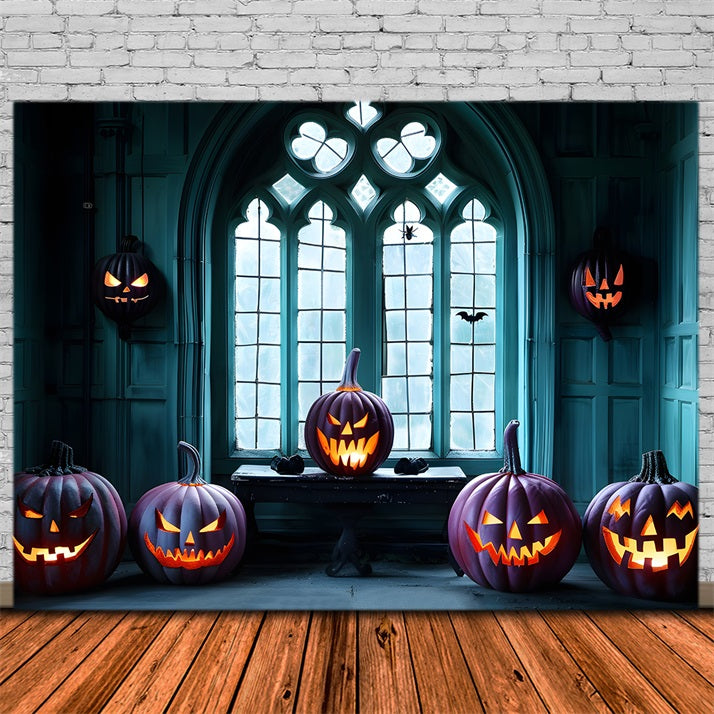 Halloween Gothic Window Pumpkin Backdrop UK RR7-374