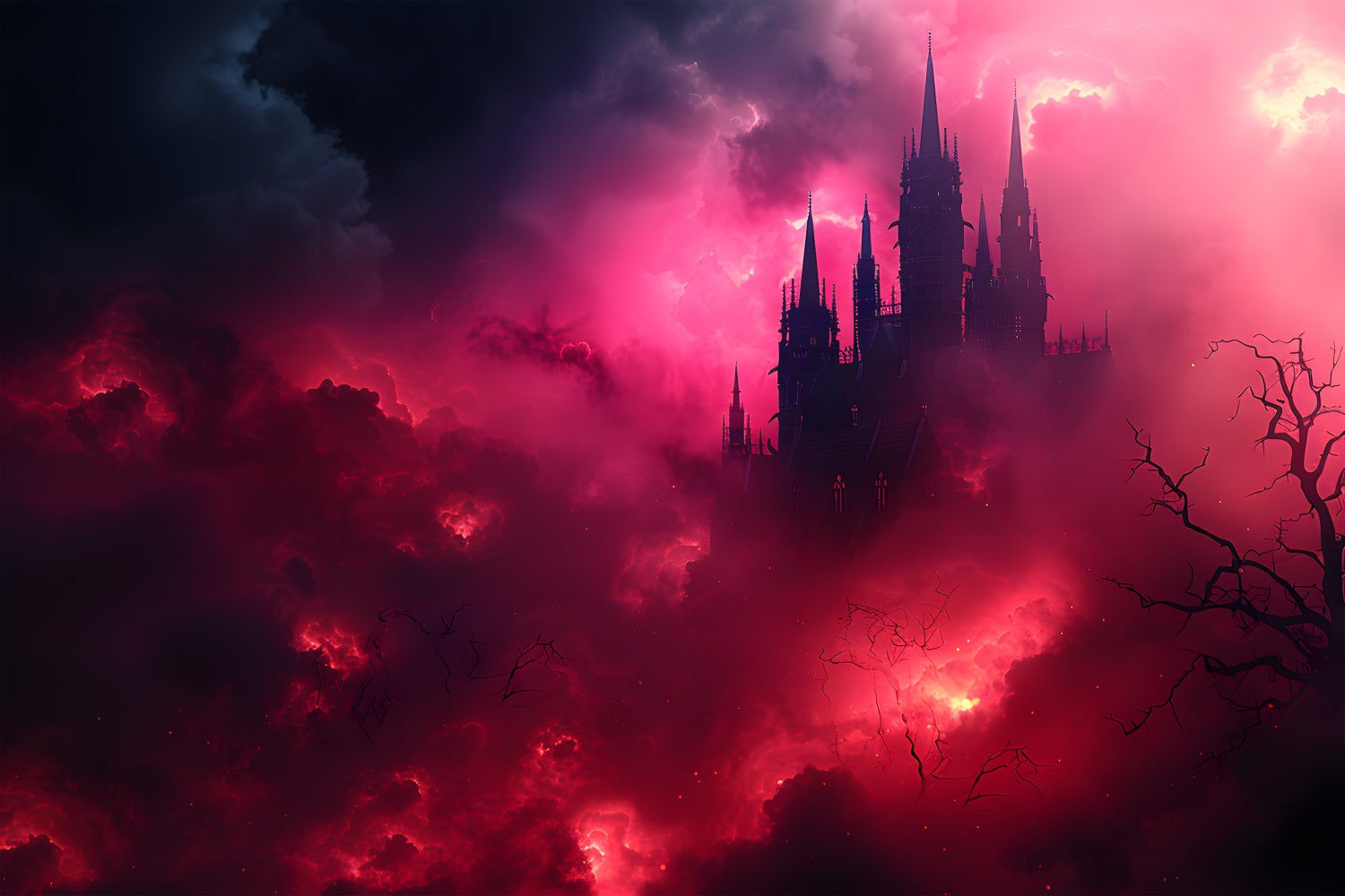 Halloween Dark Castle Blood Red Mist Backdrop UK RR7-376