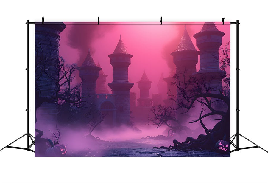 Halloween Haunted Castle Pink Mist Backdrop UK RR7-377