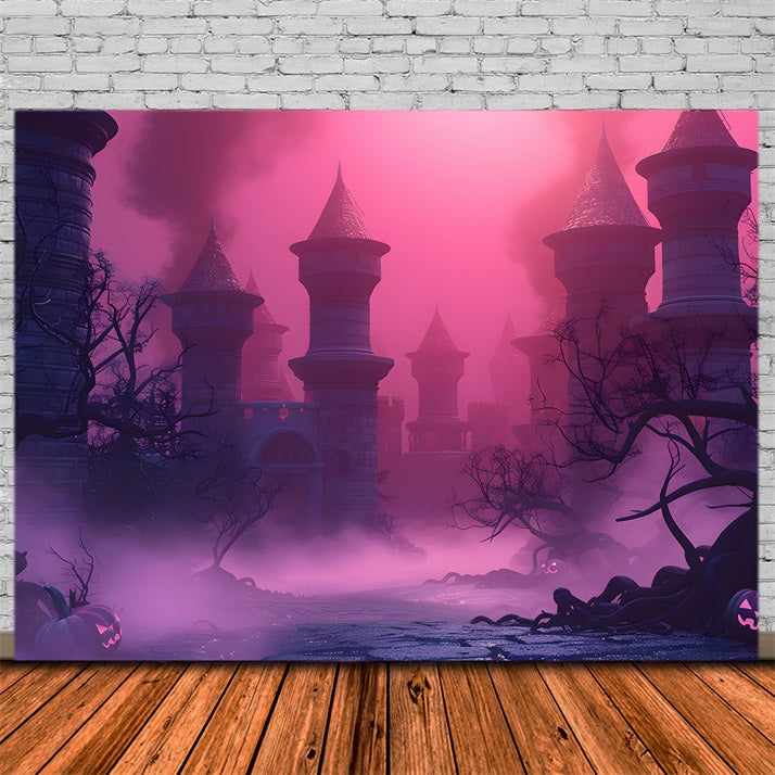 Halloween Haunted Castle Pink Mist Backdrop UK RR7-377