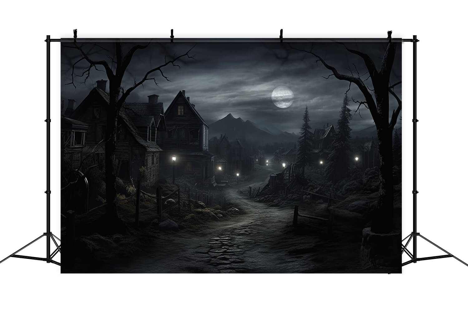 Halloween Haunted Houses Photography Backdrop UK RR7-38