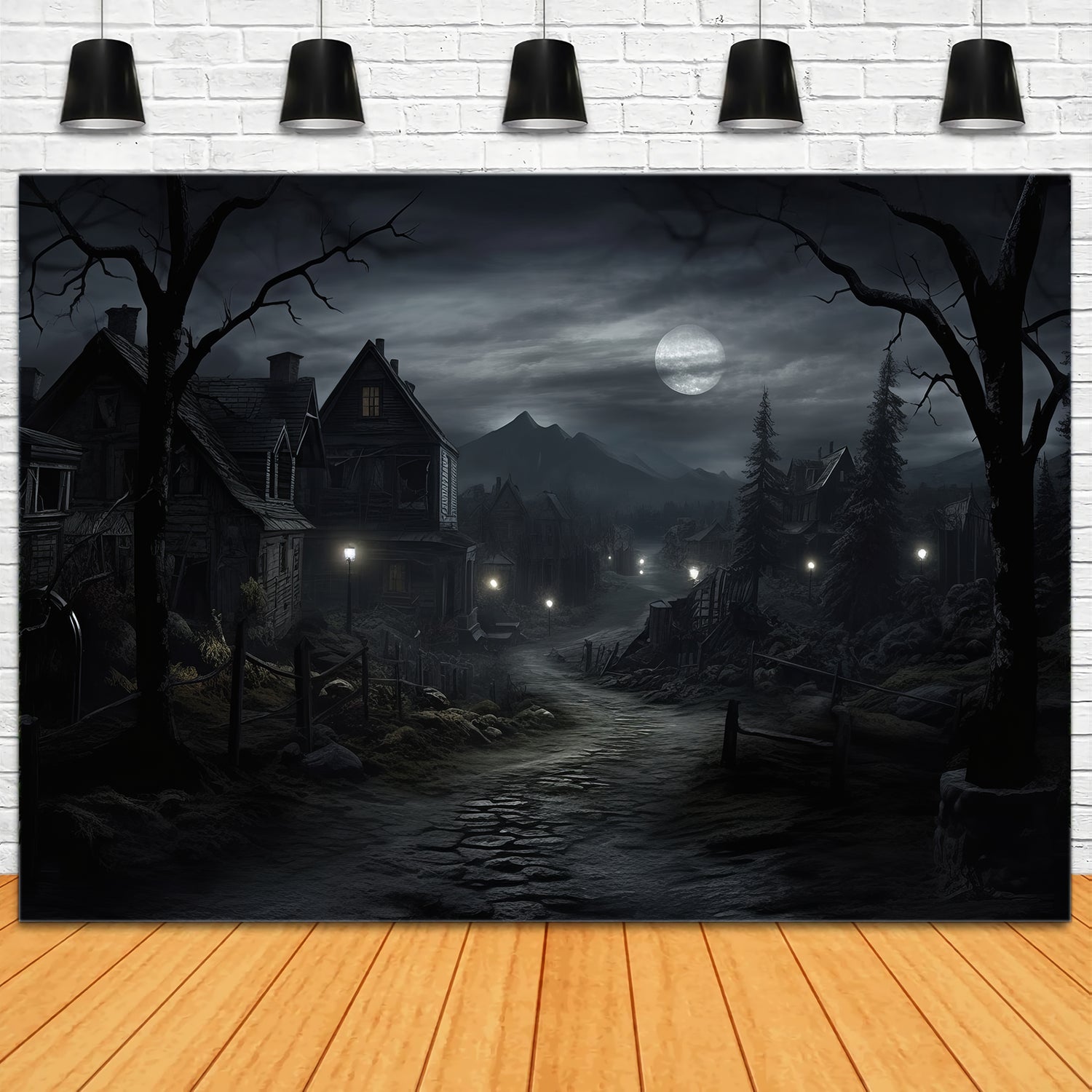 Halloween Haunted Houses Photography Backdrop UK RR7-38