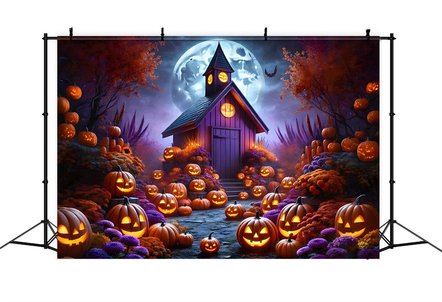 Halloween Pumpkins Enchanted Cottage Backdrop UK RR7-380