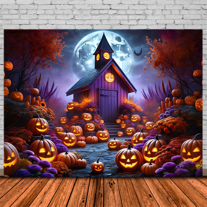 Halloween Pumpkins Enchanted Cottage Backdrop UK RR7-380