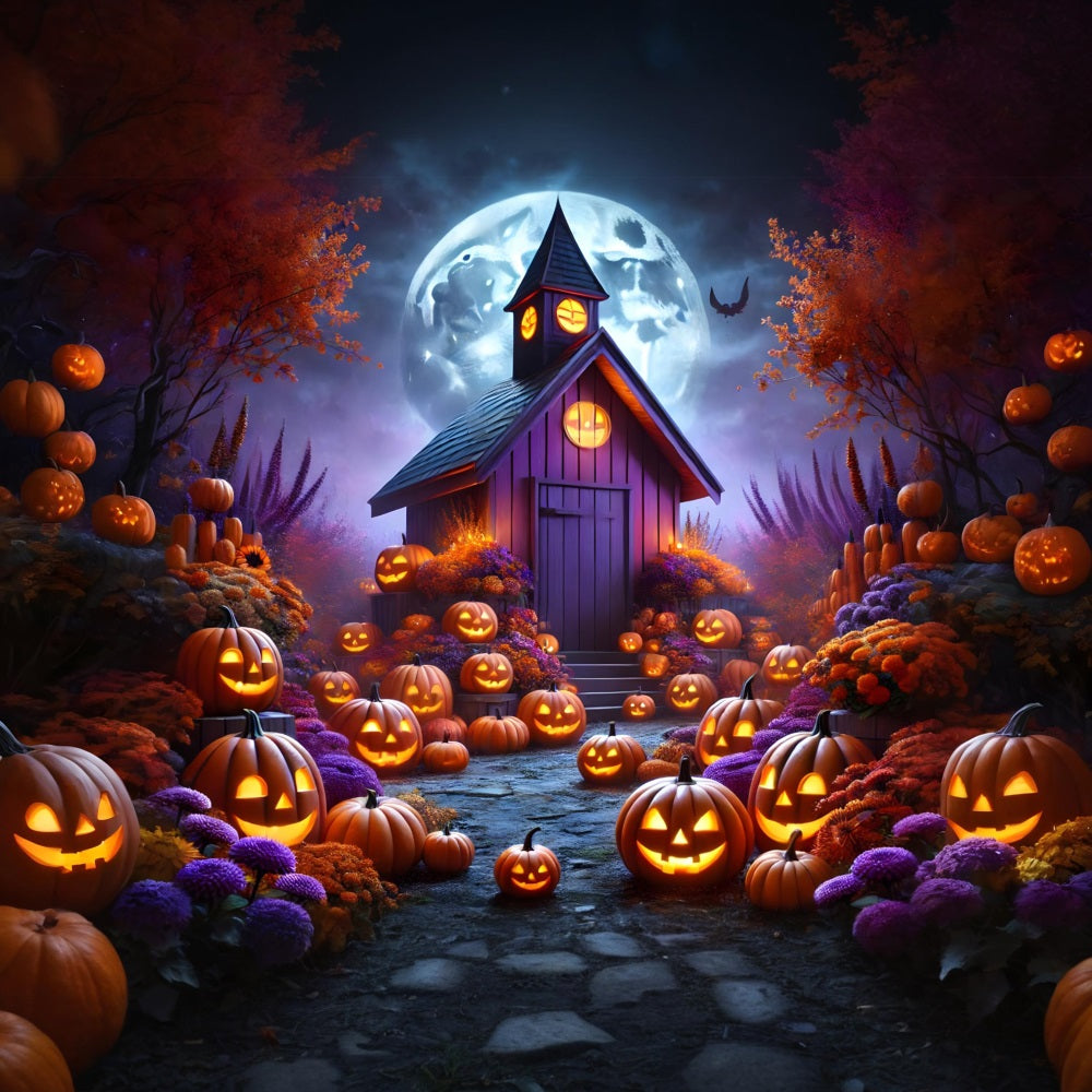 Halloween Pumpkins Enchanted Cottage Backdrop UK RR7-380