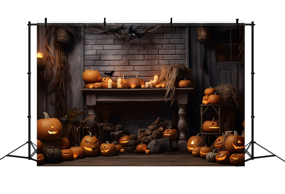 Dark Room Wall Halloween Pumpkins Backdrop UK RR7-382