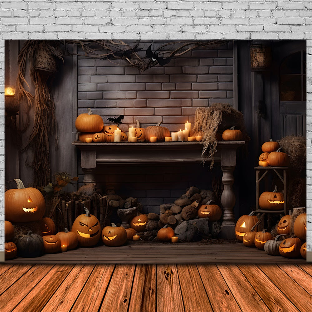 Dark Room Wall Halloween Pumpkins Backdrop UK RR7-382