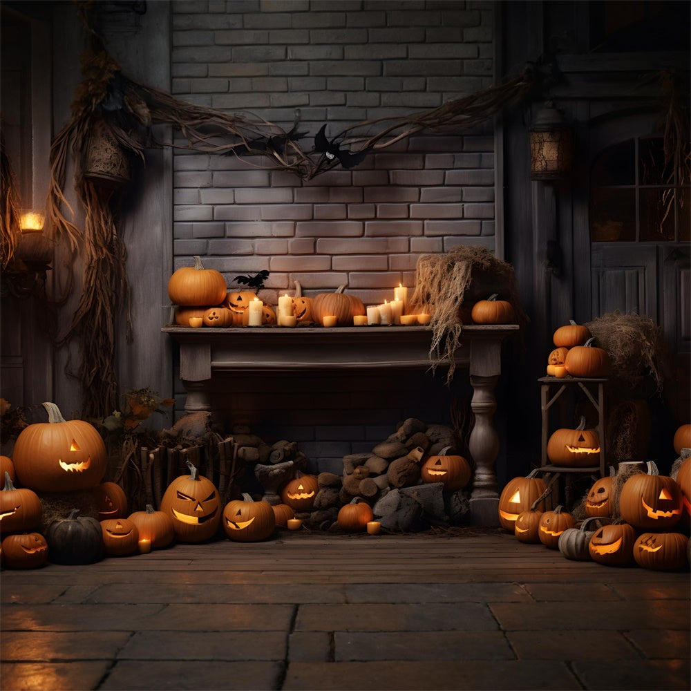 Dark Room Wall Halloween Pumpkins Backdrop UK RR7-382