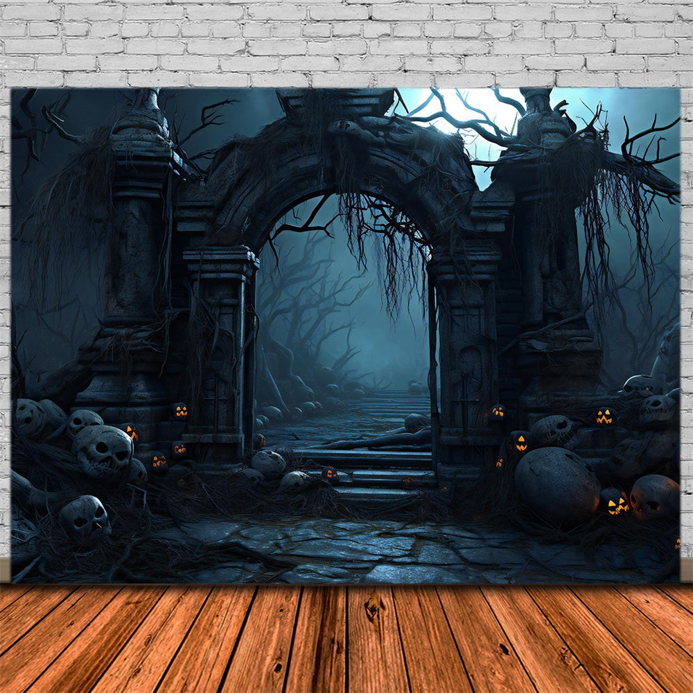 Old Castle Entrance Halloween Photography Backdrop UK RR7-384