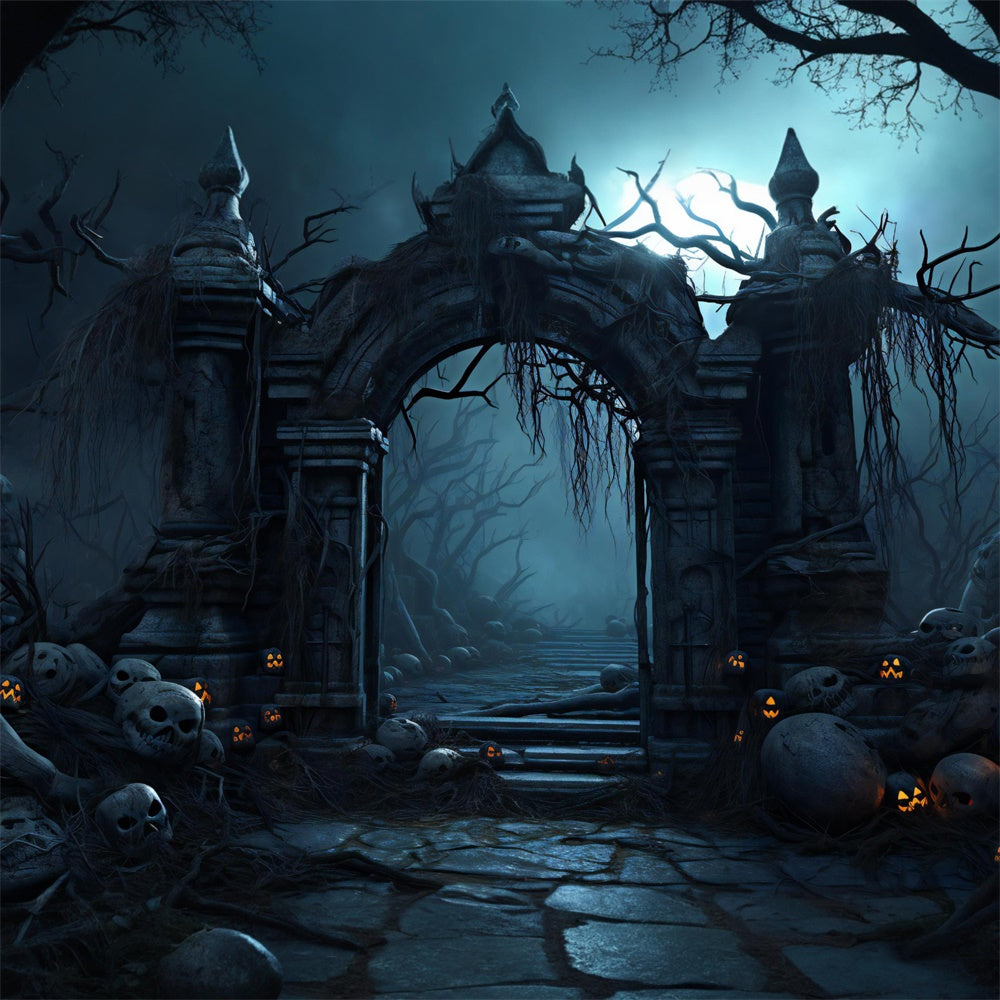 Old Castle Entrance Halloween Photography Backdrop UK RR7-384