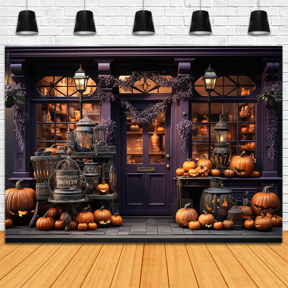 Pumpkins Store Window Halloween Backdrop UK RR7-390