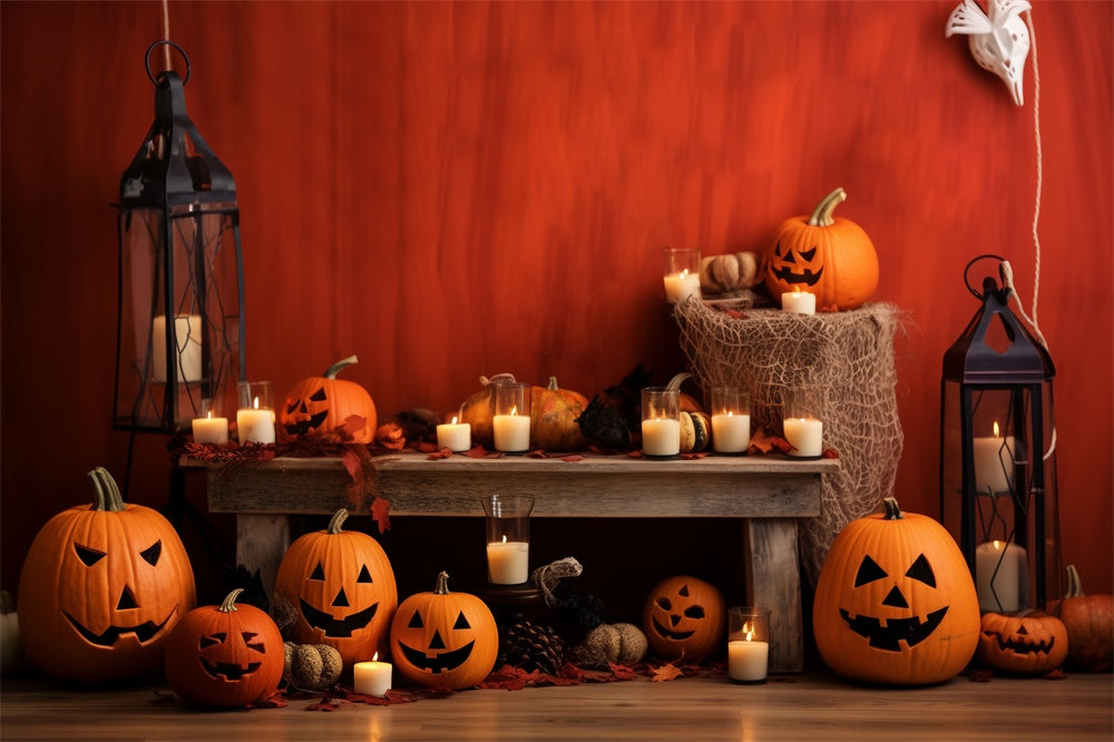 Pumpkins Bats Decor Halloween  Backdrop UK RR7-392