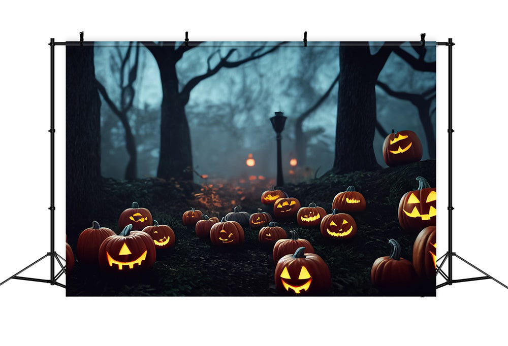 Halloween Night Forest Trees Pumpkins Backdrop UK RR7-396