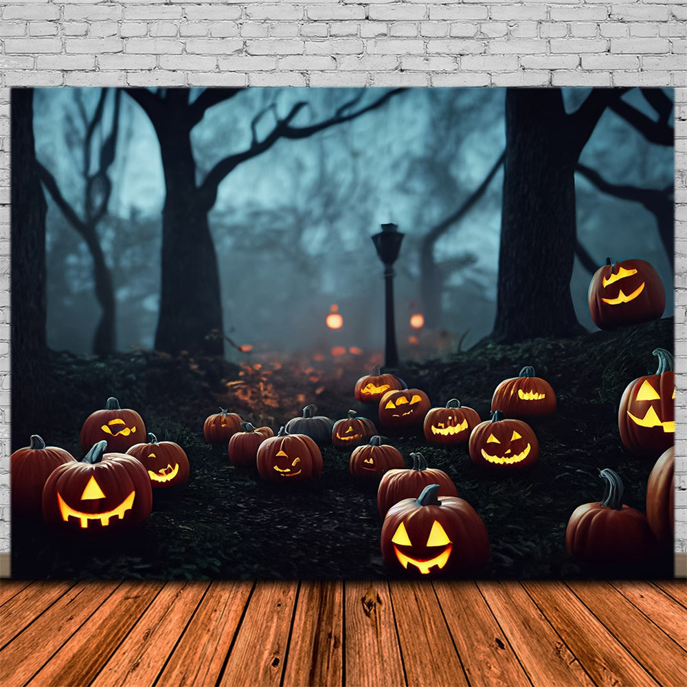 Halloween Night Forest Trees Pumpkins Backdrop UK RR7-396