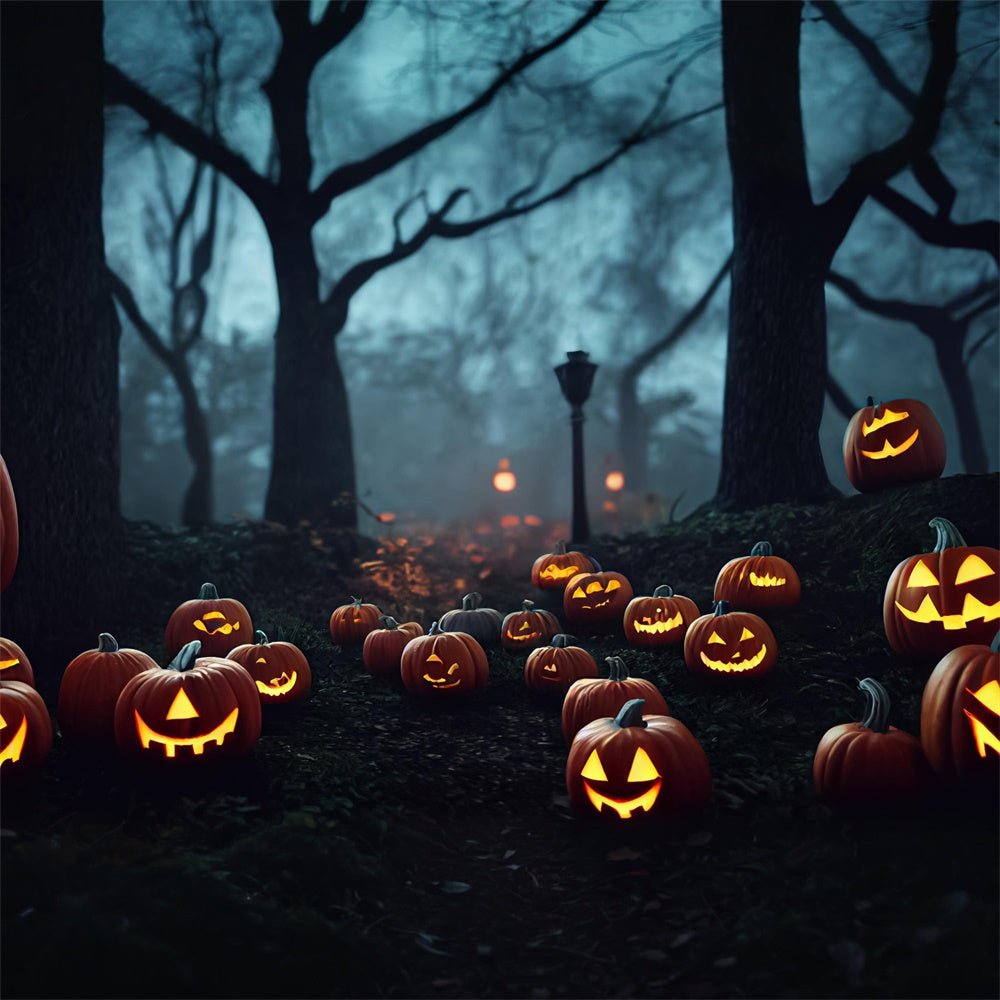 Halloween Night Forest Trees Pumpkins Backdrop UK RR7-396