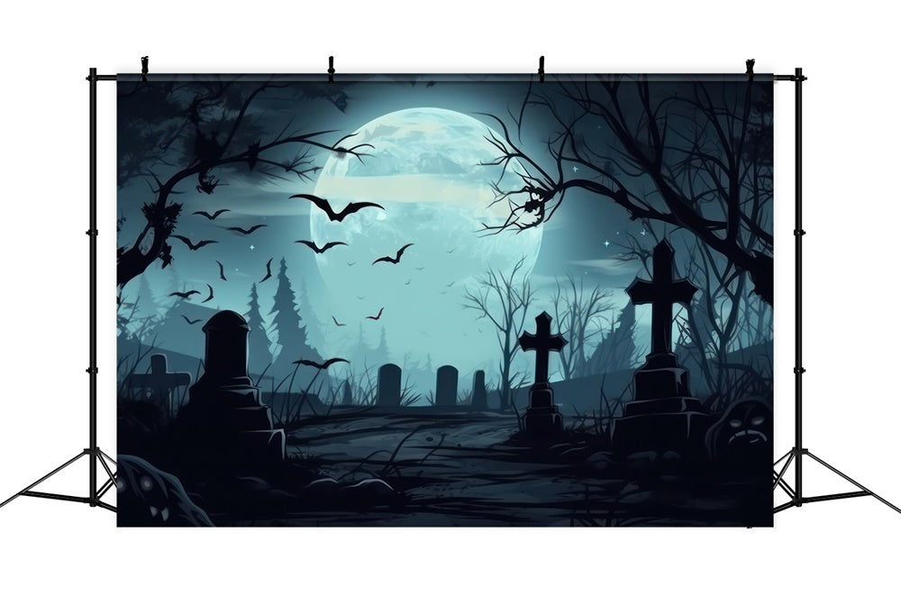 Halloween Spooky Graveyard Photography Backdrop UK RR7-399