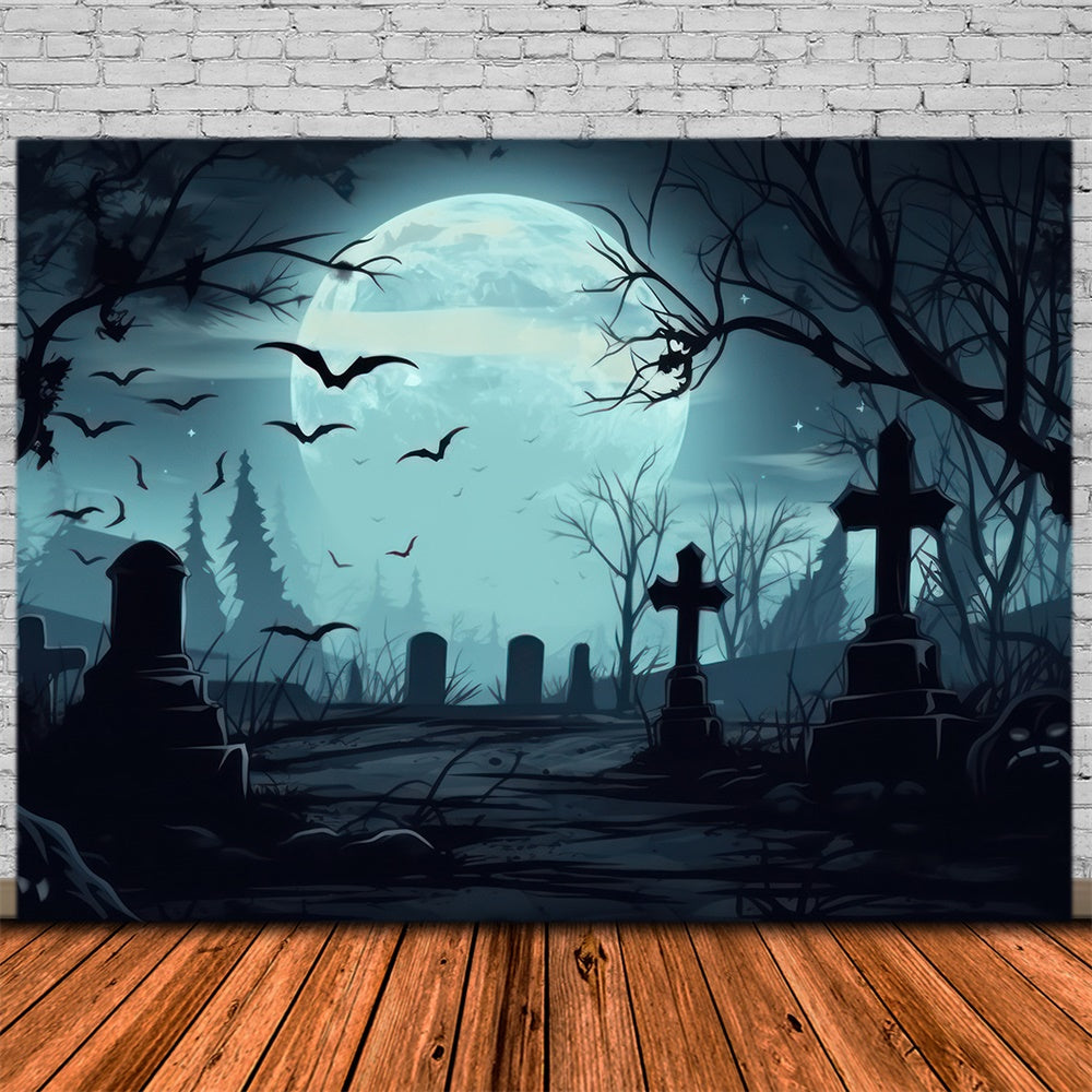 Halloween Spooky Graveyard Photography Backdrop UK RR7-399