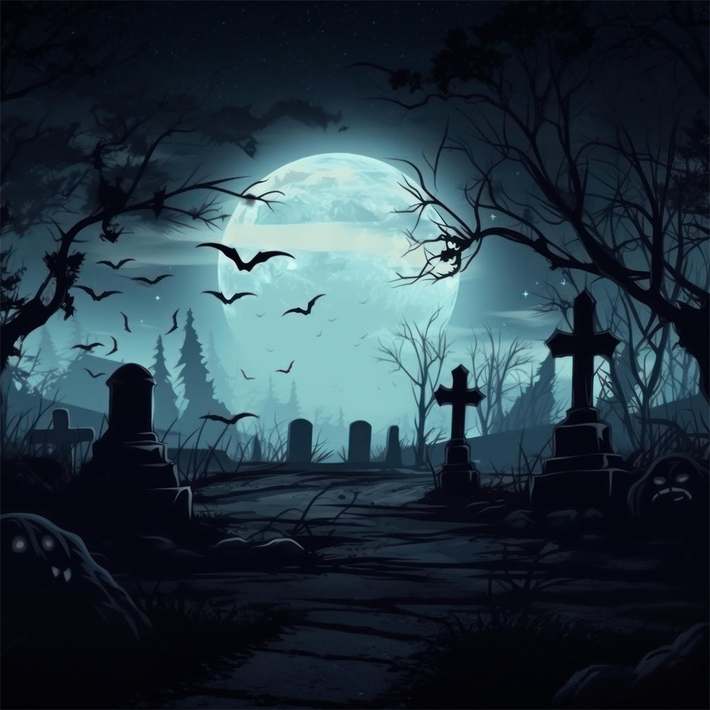 Halloween Spooky Graveyard Photography Backdrop UK RR7-399