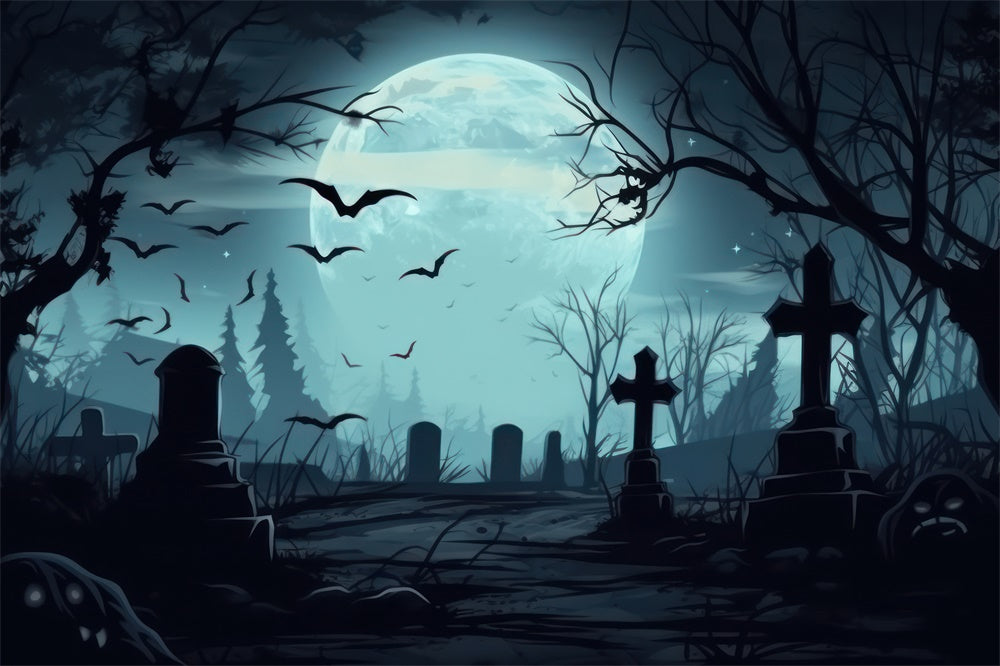 Halloween Spooky Graveyard Photography Backdrop UK RR7-399