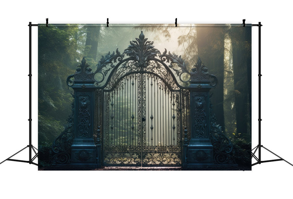 Halloween Forest Mansion Gate  Backdrop UK RR7-401