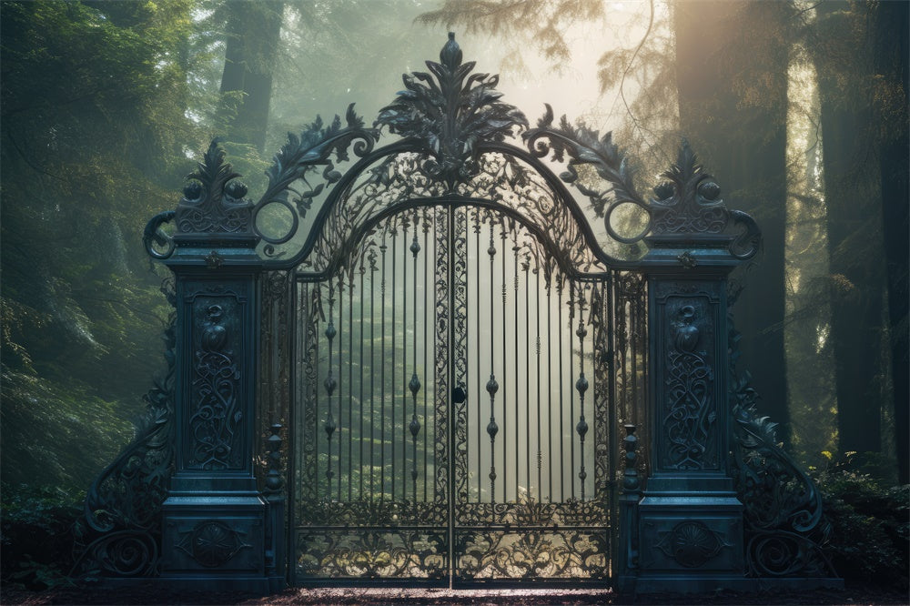 Halloween Forest Mansion Gate  Backdrop UK RR7-401