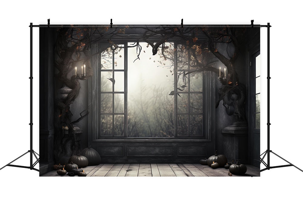 Halloween Spooky Window Photography Backdrop UK RR7-403