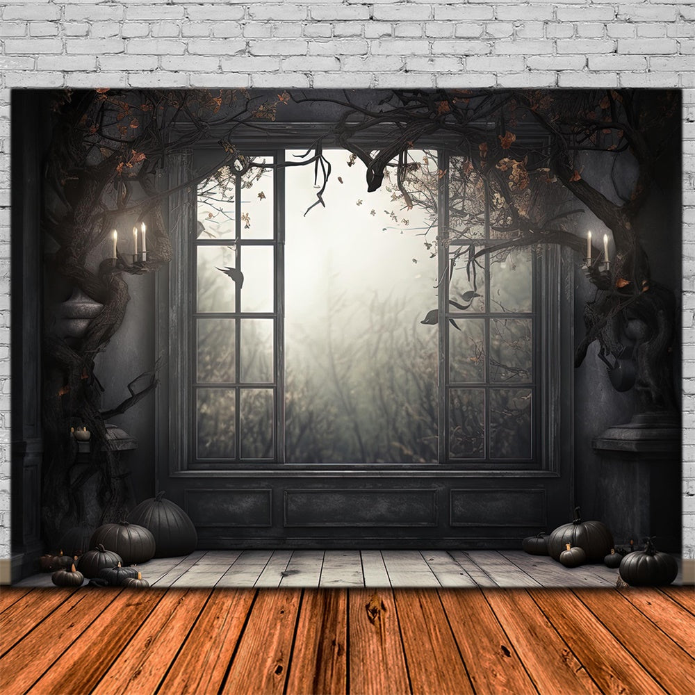 Halloween Spooky Window Photography Backdrop UK RR7-403